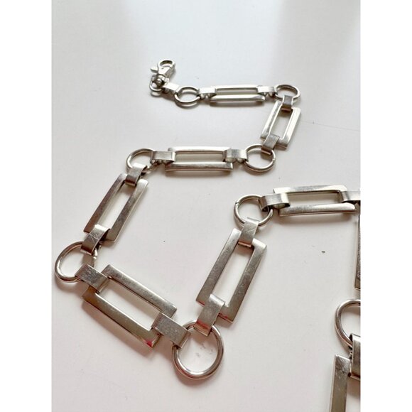 Vintage Unbranded Silver Tone Rectangle Chain Link Belt, One Size - Picture 3 of 6